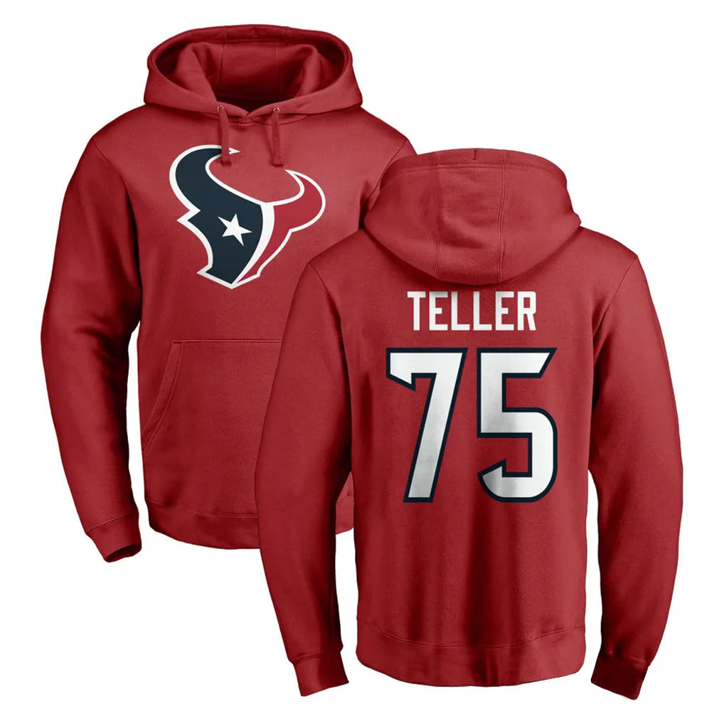 Ncoe H.Texans #75 Wyatt Teller Player Red Pro Line Pullover Hoodie Limited Game Stitched Jerseys