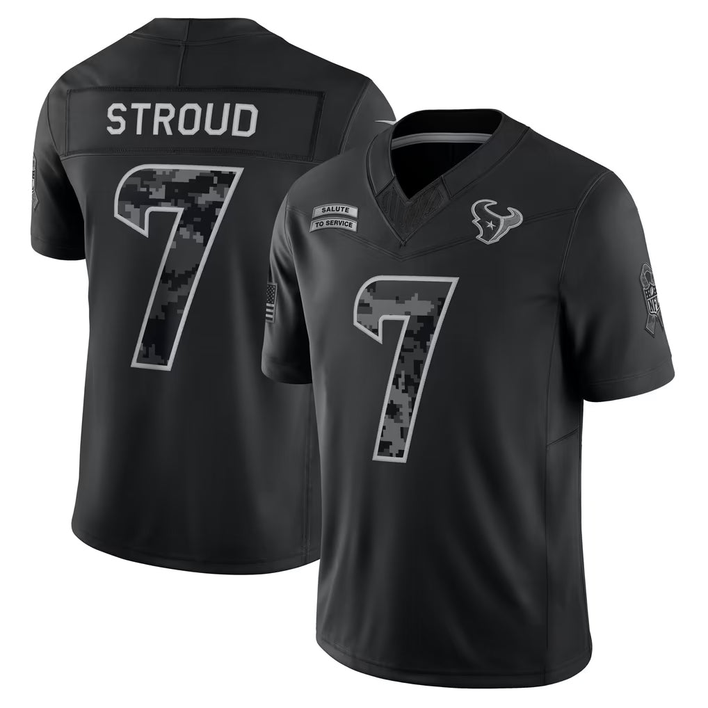 Ncoe H.Texans #7 CJ Stroud Player Black Limited 2026 Salute to Service Home Game Stitched Jerseys