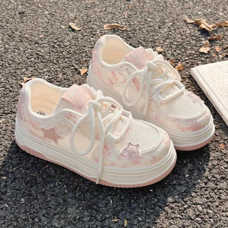 2026Women Pink Mesh Chunky Sneakers Summer Hot Sale Student Platform Board Shoes Breathable Woman Walking Shoes Zapatillas Mujer
