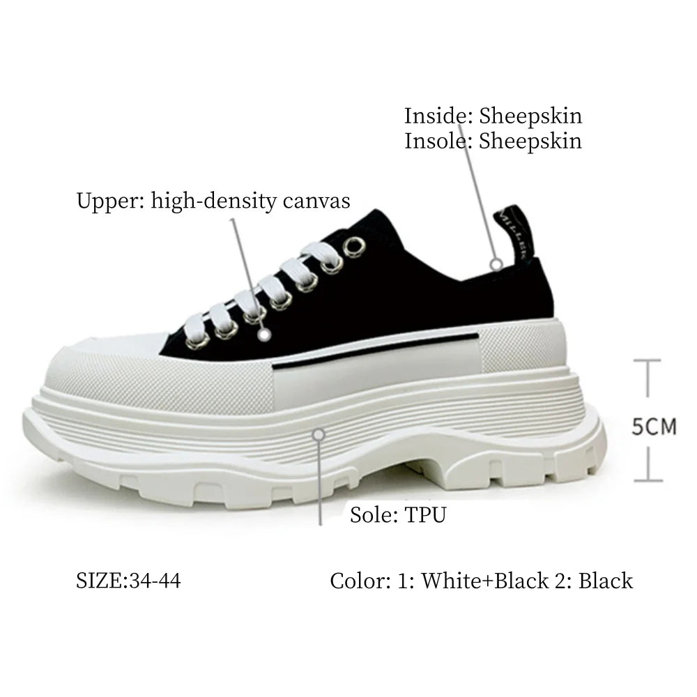 5CM New Women's Platform Canvas Shoes Casual Versatile Shoes Multifunctional Fashionable Breathable Boutique Comfortable Shoes