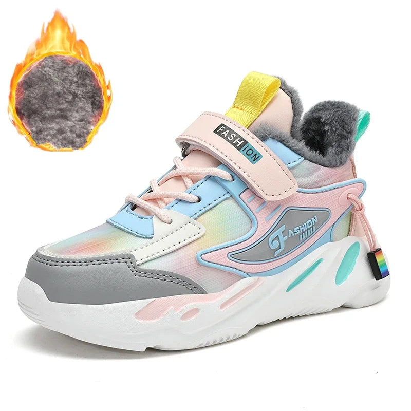 Girls Casual Shoes Summer Winter Warm Fur Children Furry Shoes Kids Shoes Female Princess Chunky Sneakers Child Cute 3 5 6 7 8